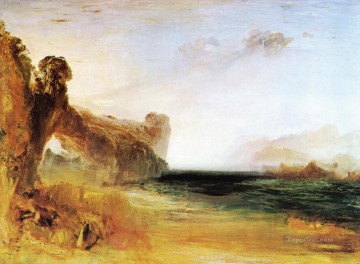風景 Painting - 人物のあるロッキー湾 ロマンチックな風景 ジョセフ・マロード ウィリアム・ターナー・ビーチ